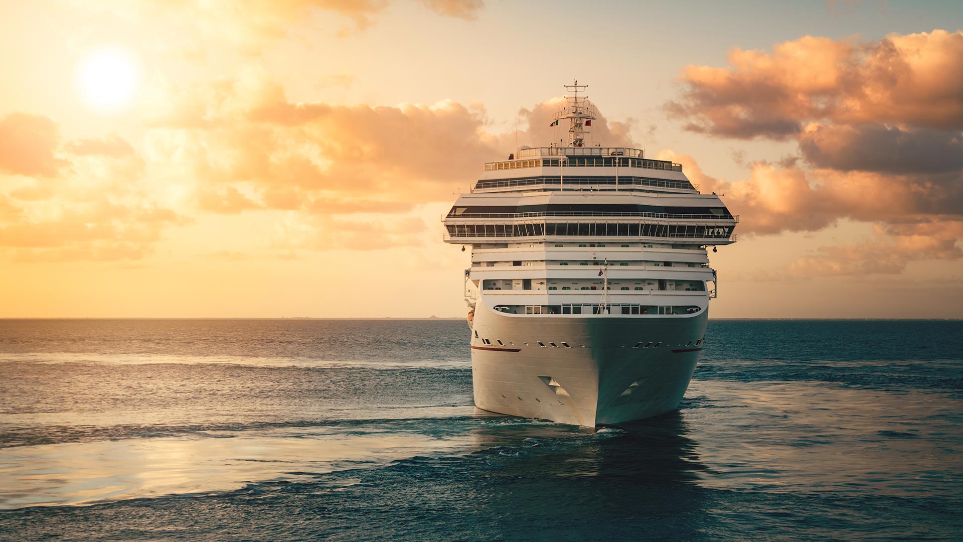 A cruise ship at sea