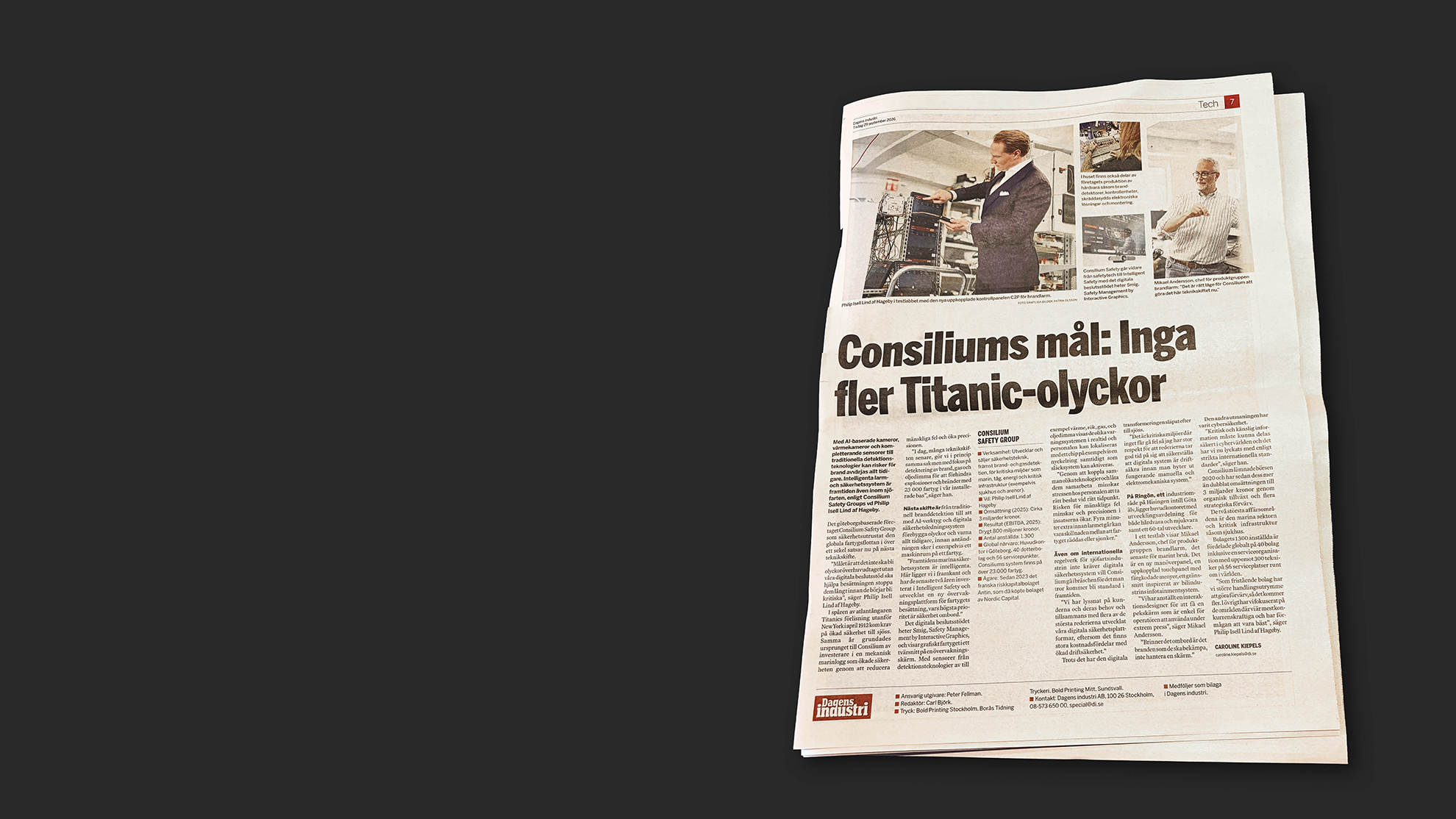Consilium featured in Dagens industri: The next shift in marine safety